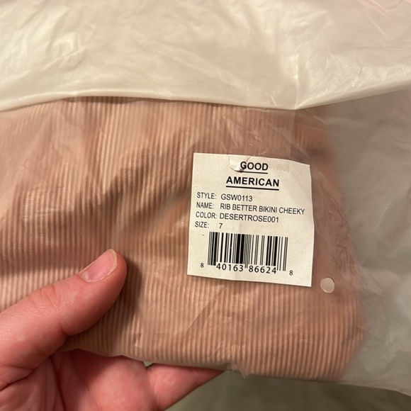 Good American Ribbed Cheeky Bikini Bottom in Desert Rose - Picture 7 of 8